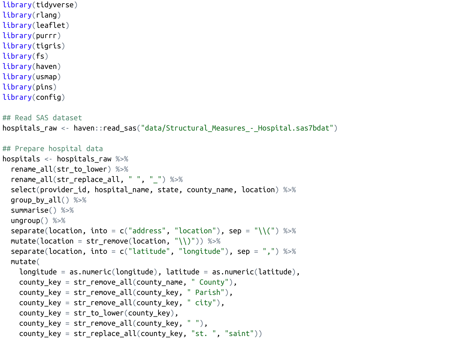 Screenshot of data preparation script