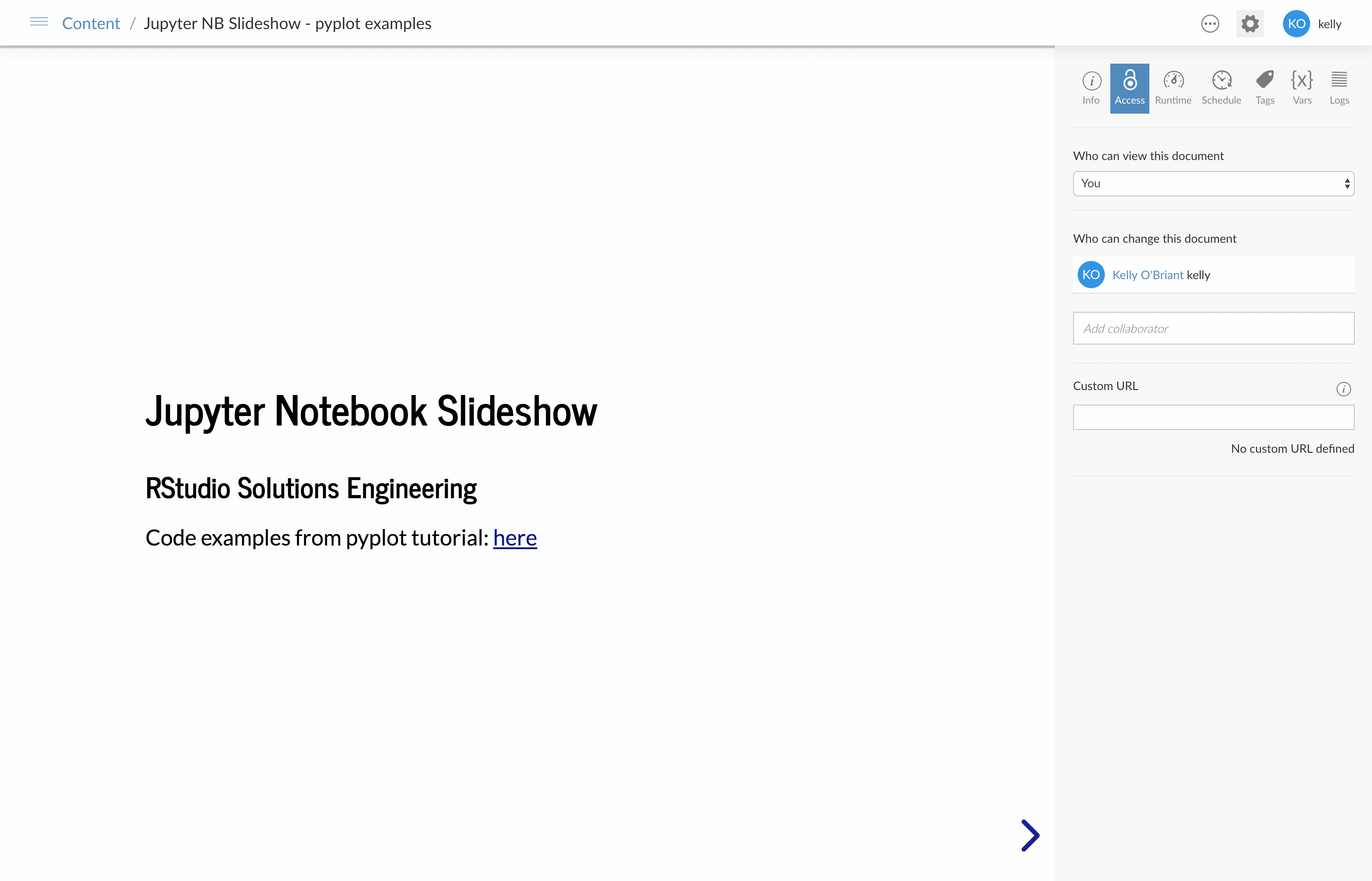 gif of the Jupyter Notebook slideshow deployed to Connect.