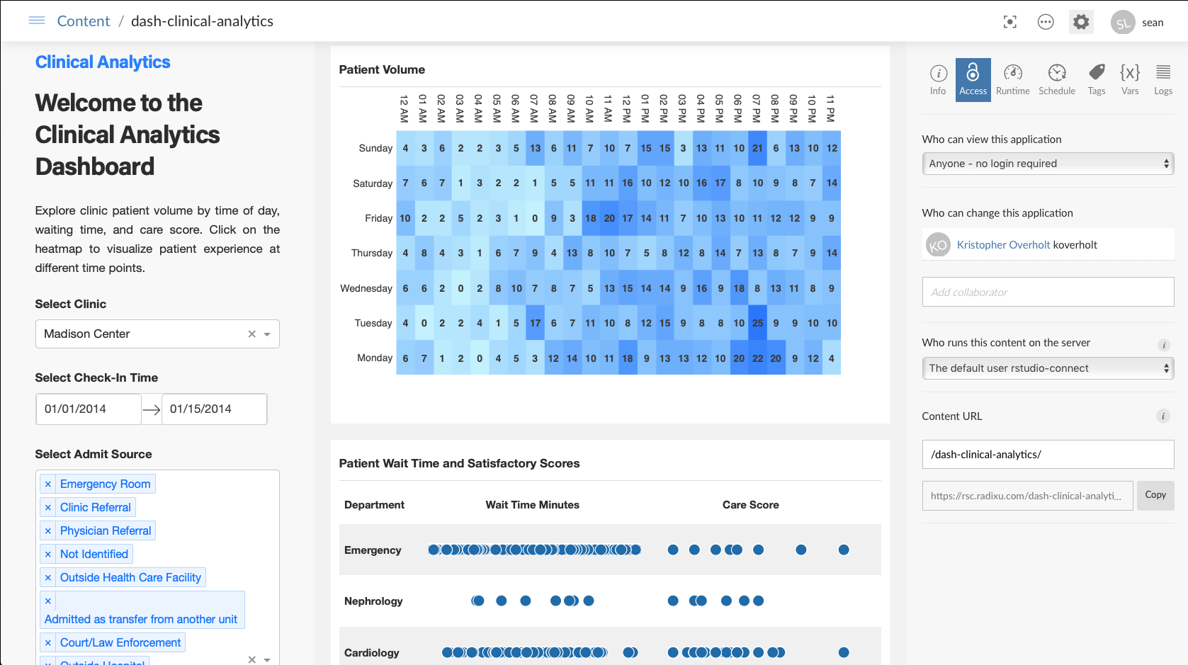 Screenshot of example Dash application