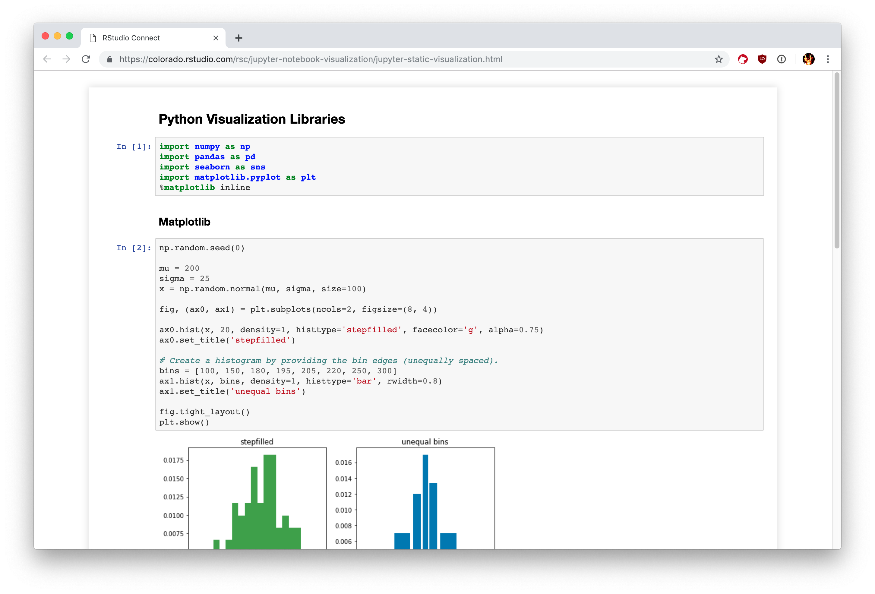 Screenshot of Jupyter Notebook